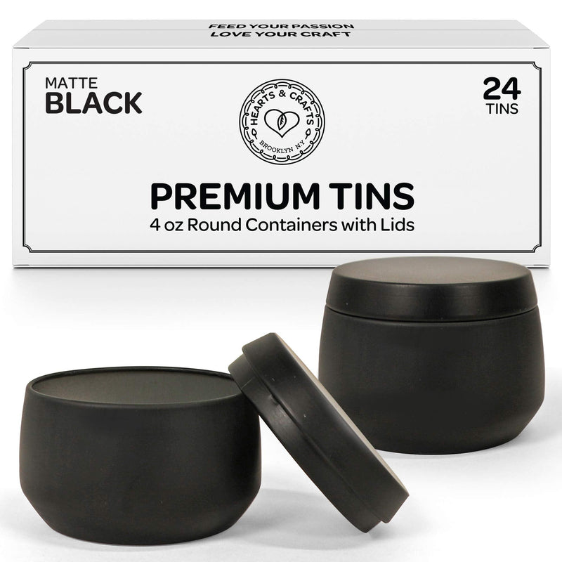 Black Candle Tins 4 Oz With Lids - 24-Pack Of Bulk Candle Jars For Making