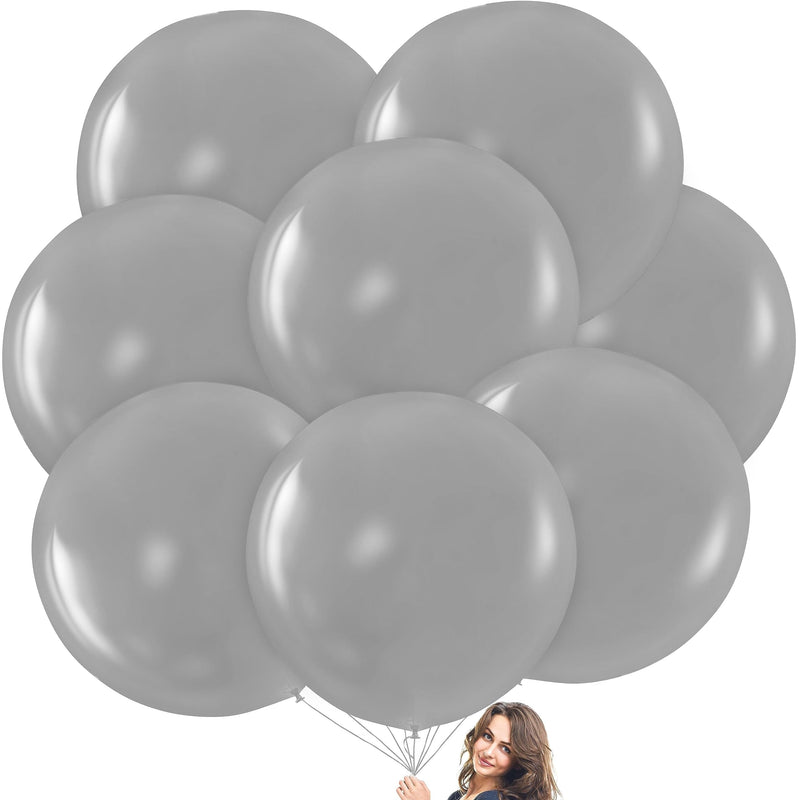 Silver Giant Balloons - 8 Jumbo 36 Inch Silver Balloons For Photo Shoot, Wedding