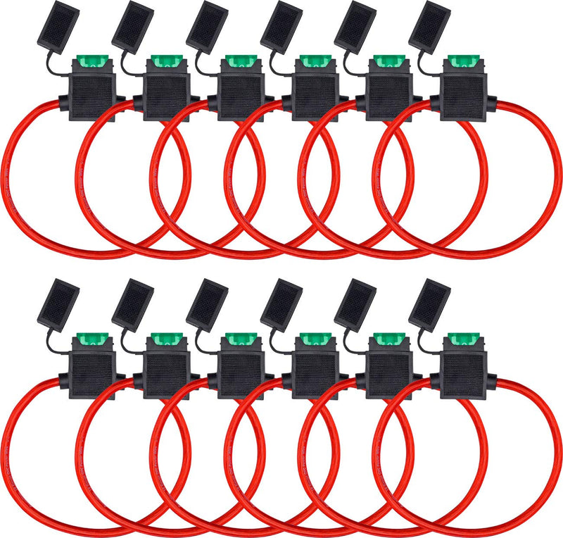 Atc Fuse Holder With 30a Fuse, 10 Gauge Ofc Power Wire (12 Pack)  For Car