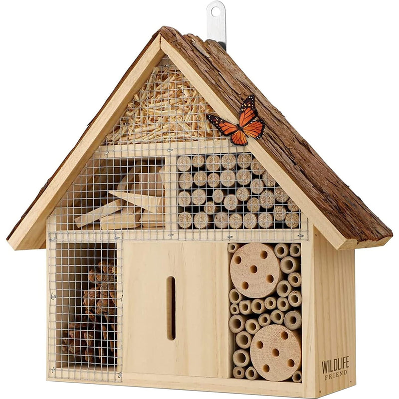 S  Insect Hotel Made Of Natural Wood & Metal, To Hang For Bees, Ladybugs