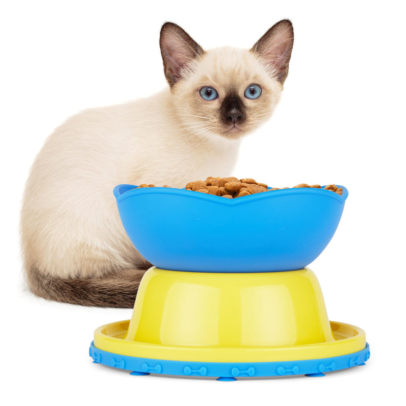 Elevated Slow Feeder Bowl For Cats & Small Dogs - Slow Feeder Cat & Dog Bowl