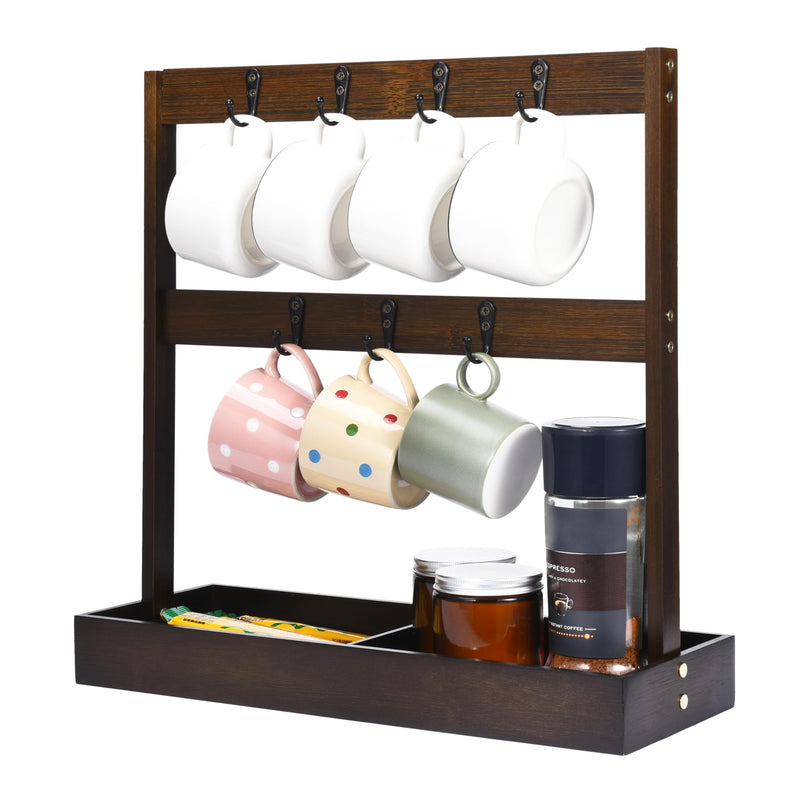 Regal Trunk & Co Coffee Mug Holder For Countertop - 7-Cup Wooden Rack - Kitchen