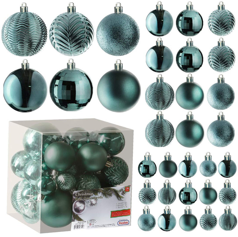 Olive Green 36-Piece Shatterproof Christmas Ball Ornament The Perfect Glitter