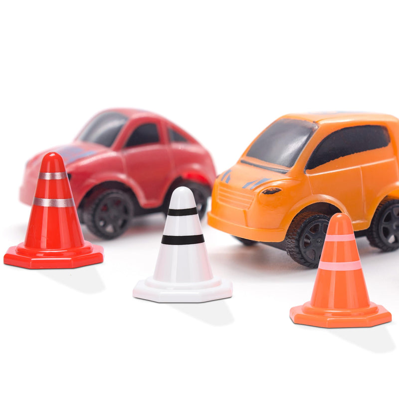 Top Race Small Cones - Bright Orange Red & White - Educational Plastic Toy For Kids - Lightweight & Stable Design - Ideal For Teaching Traffic Knowledge - Giftable -1.6 X 1.2 Inch