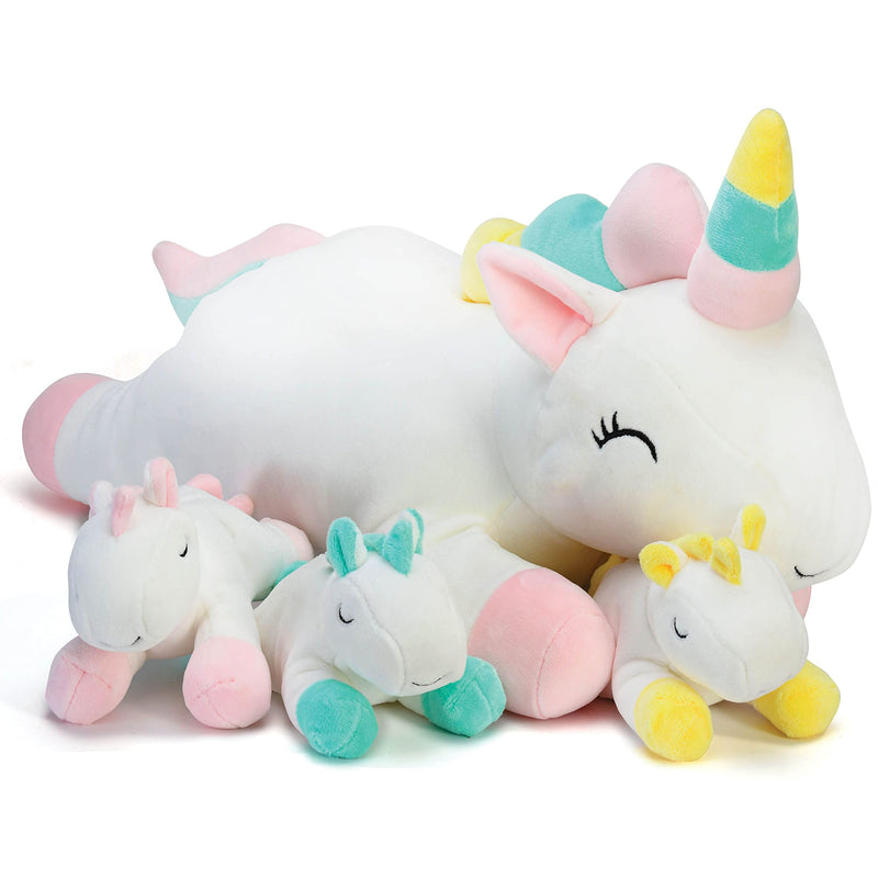 Plush Unicorn Toys Stuffed Animal W/ 3 Unicorn Baby Stuffed Animals - Big