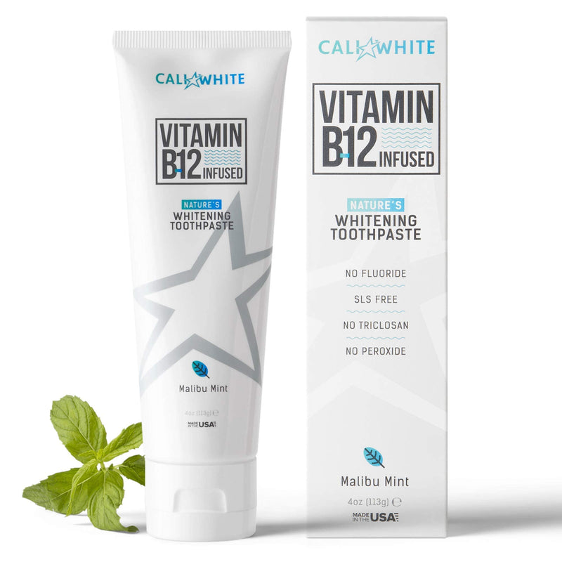 Vegan Teeth Whitening Toothpaste (2-Pack) With Vitamin B12, Organic Mint