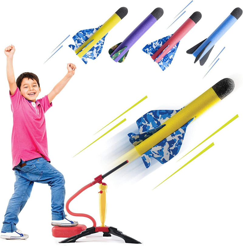 Toy Rocket Launcher For Kids  Shoots Up To 120 Feet  Colorful Foam Rockets