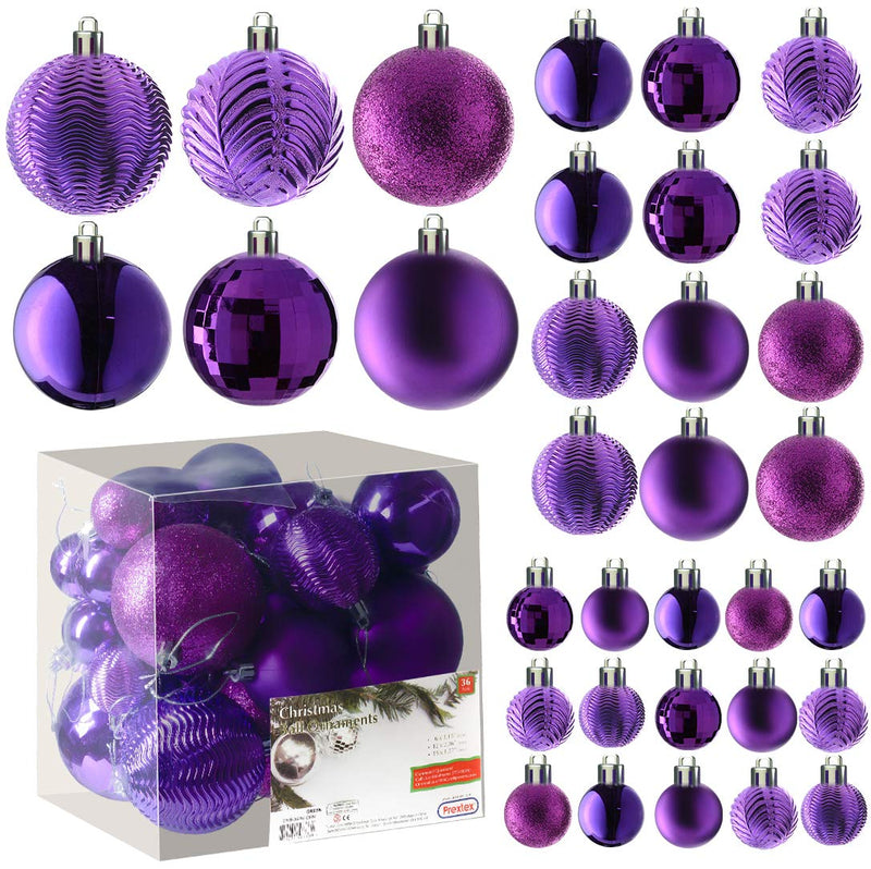 Christmas Tree Ornaments - Purple Christmas Ball Ornaments Set For Christmas