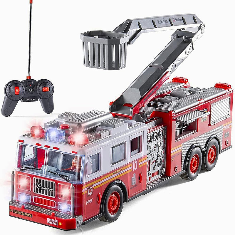 Rc Fire Engine Truck Remote Control 14-Inch Rescue Fire Truck With 12-Inch