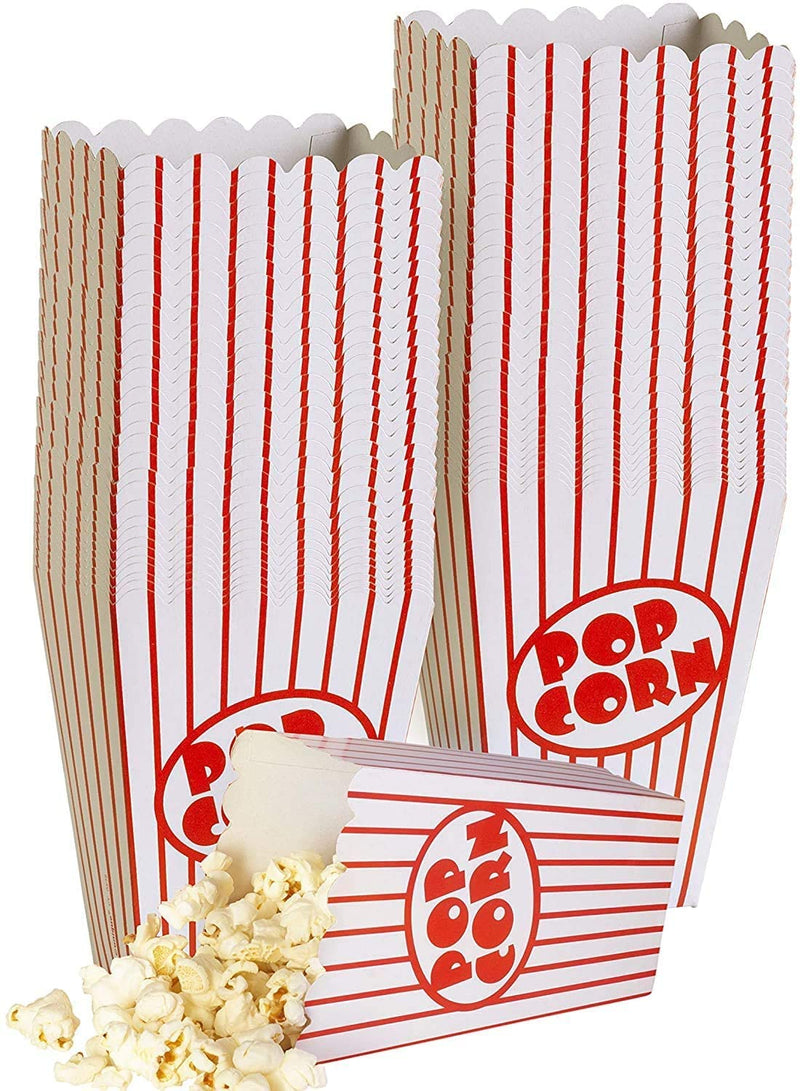 Movie Night Popcorn Boxes For Party (80 Pack) - Paper Popcorn Buckets - Red