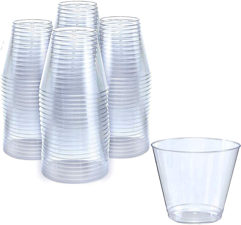 Small Clear Plastic Cups, 5 Oz 100 Pack, Hard Disposable Cups, Plastic Wine Cups