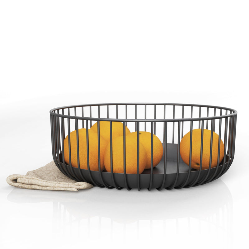 Black Fruit Basket - Stylish Metal Wire Fruit Bowl For Kitchens - Decorative