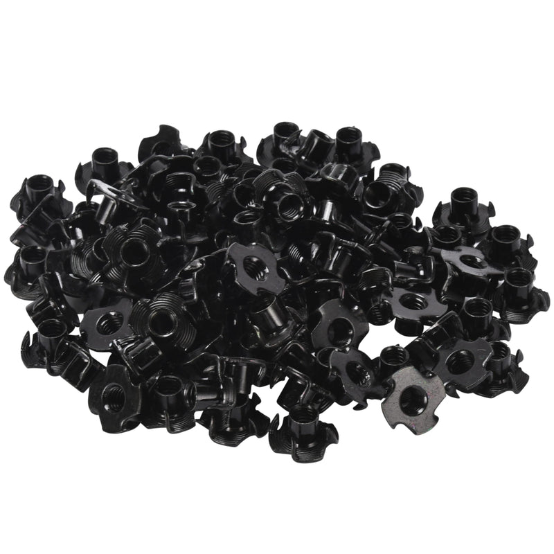 T-Nut Black Zinc Set Of 100-4-Prong 5/16"-18x3/8" - Nuts And Bolts Threaded