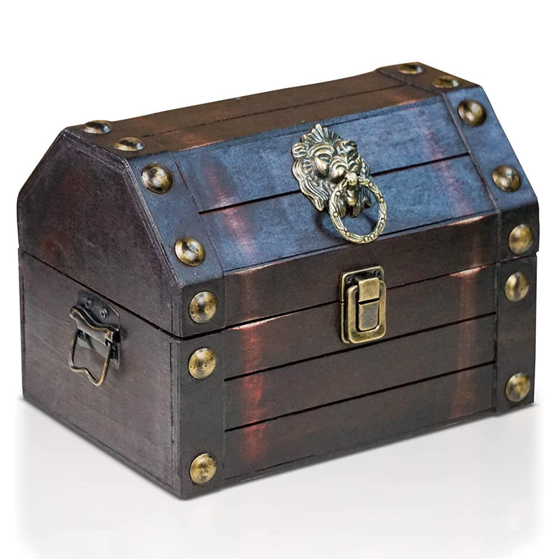 - Pirate Treasure Chest Storage Box - Lionshead S 8,7x6,3x6,3" - Durable Wooden