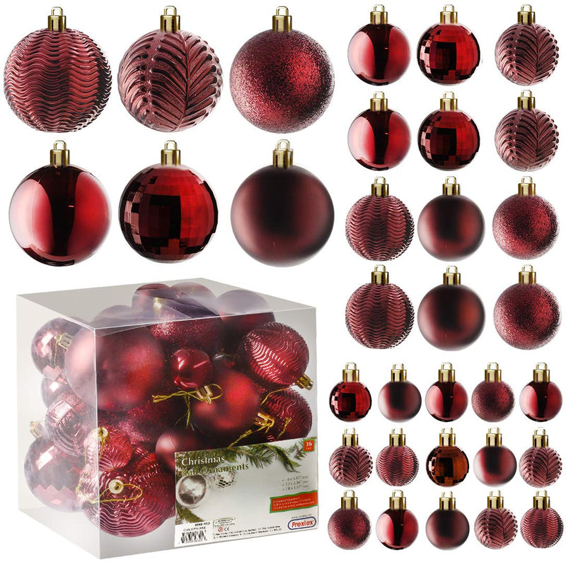 Christmas Ball Ornaments For Christmas Decorations (Red)  36 Pcs Xmas Tree