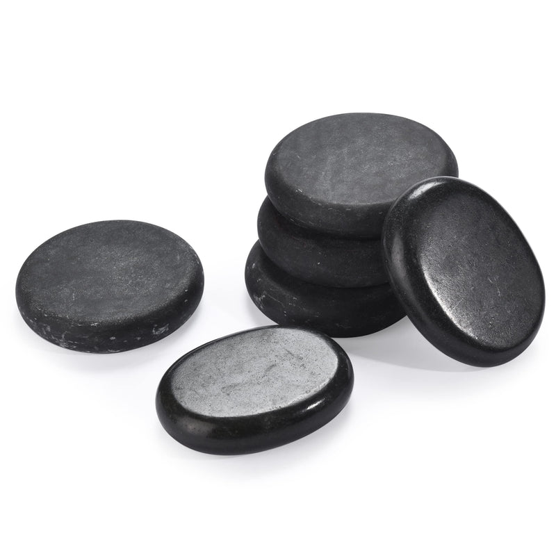 Pino Products Hot Massage Stones - 6 Large Essential Black Basalt Stones -