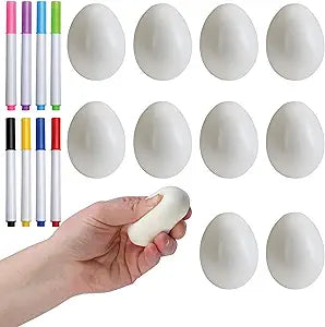 12 White Squishy Easter Eggs For Easter Hunts, Stress Relief And Party Favors -