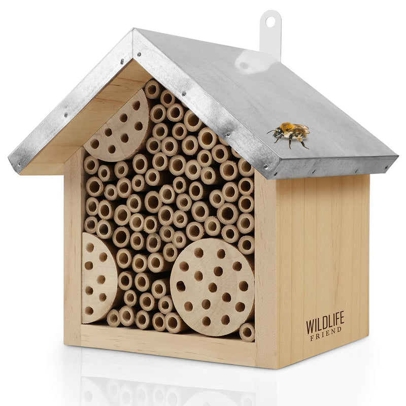 Bee Hotel - Pine Wood, Weatherproof, Untreated - Nesting Aid For Wild Bees -