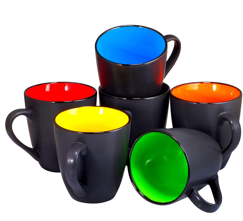 Ceramic Coffee Mug Set Of 6 - Unique Coffee And Tea Mug Set - Coffee Cups