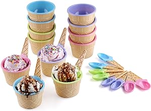 Ice Cream Bowls And Spoons - Ice Cream Cups For Birthday Party Decorations, Ice