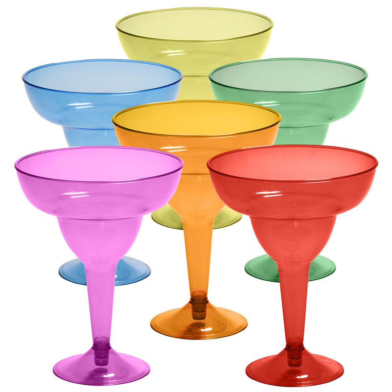 Multicolor Disposable 48 Plastic Margarita Glasses - 12 Oz Hard Cocktail Cups