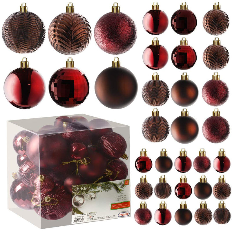 Christmas Tree Ornaments - Wine Red Christmas Ball Ornaments Set For Christmas