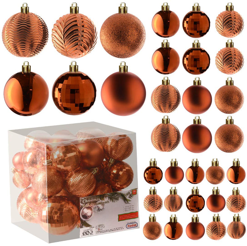 Christmas Tree Ornaments - Copper Orange Christmas Ball Ornaments Set