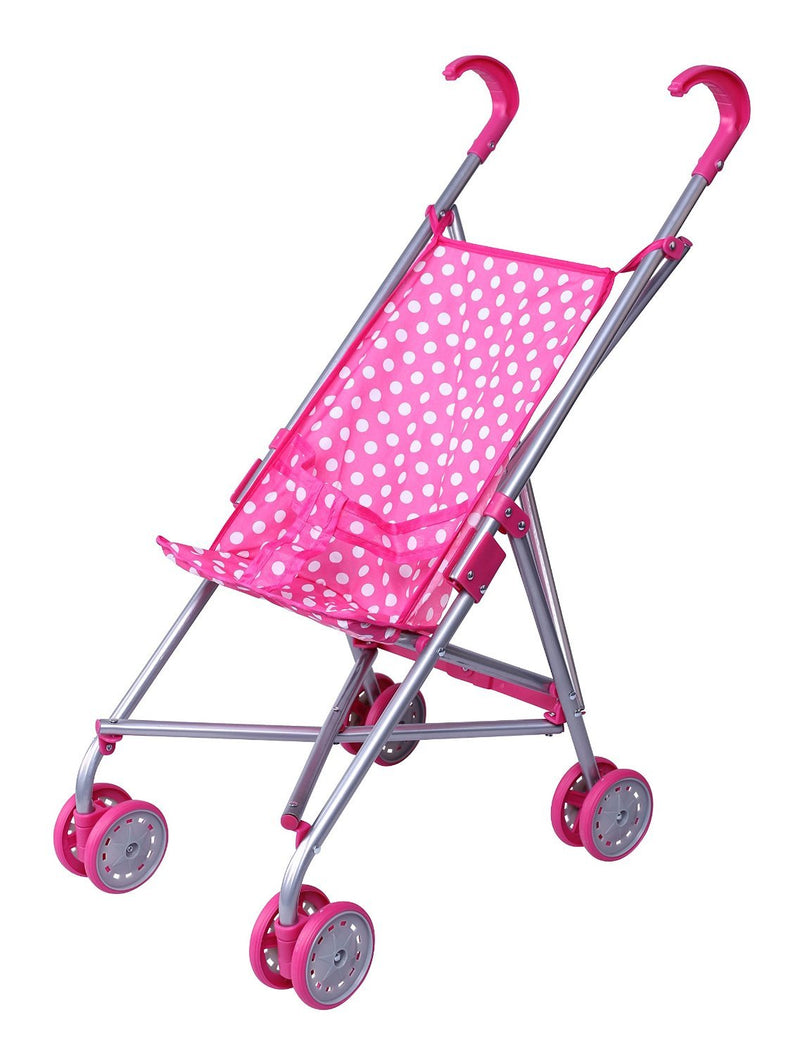 Precious Toys Baby Doll Stroller, Pink & White Polka Dots Baby Stroller