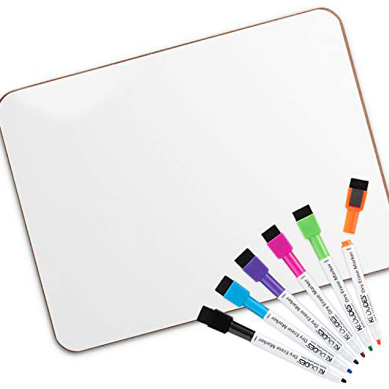 Double Sided Magnetic Dry Erase Lap Board 9x12" With 6 Markers Dry Erase Board