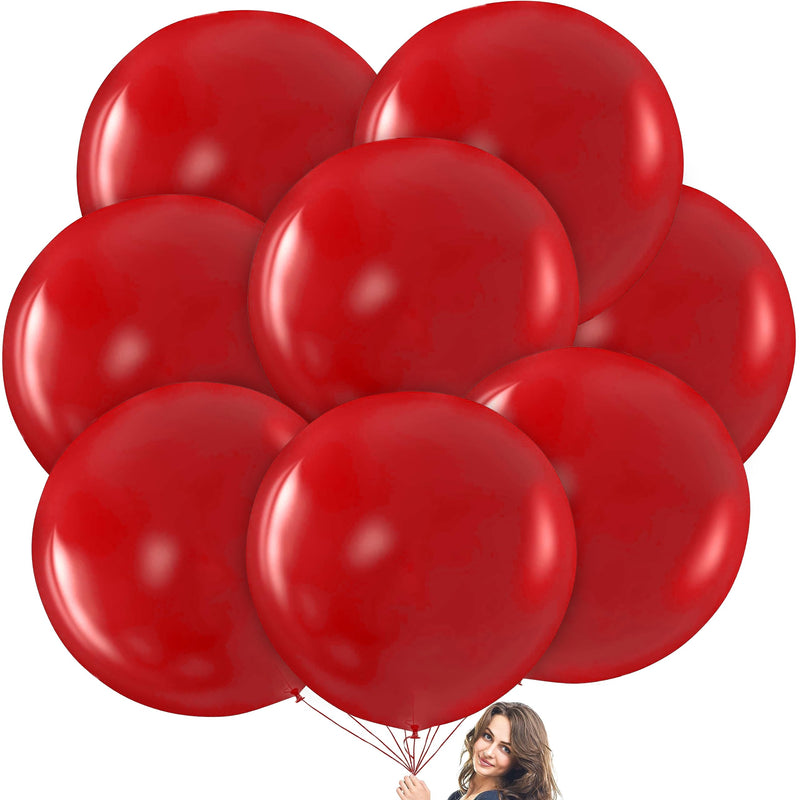 Red Giant Balloons - 8 Jumbo 36" Red Balloons For Photo Shoot, Wedding, Baby