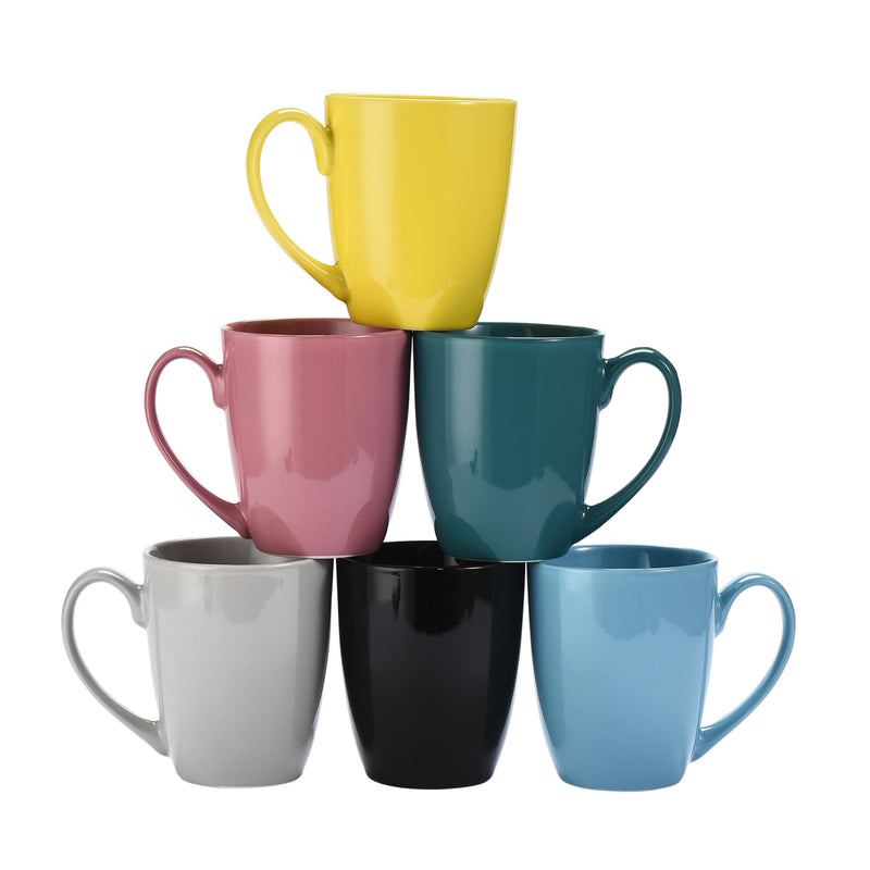 6 Pack Large Coffee Mug Set - Large-Sized Ceramic Drinking Cup For Coffee, Tea