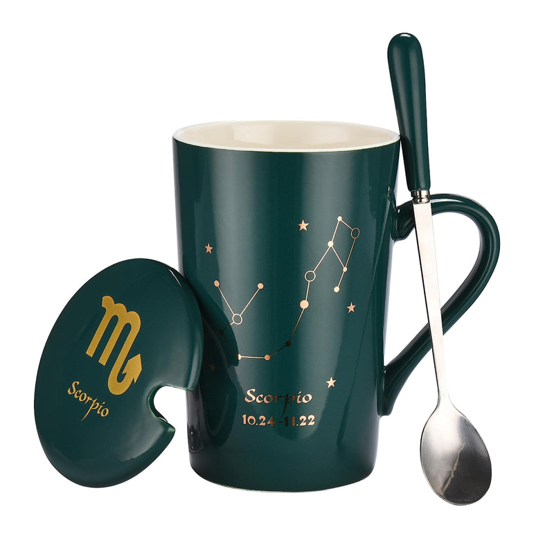 Ceramic Coffee Mug With Constellation Design - Zodiac Sign Mug With Lid