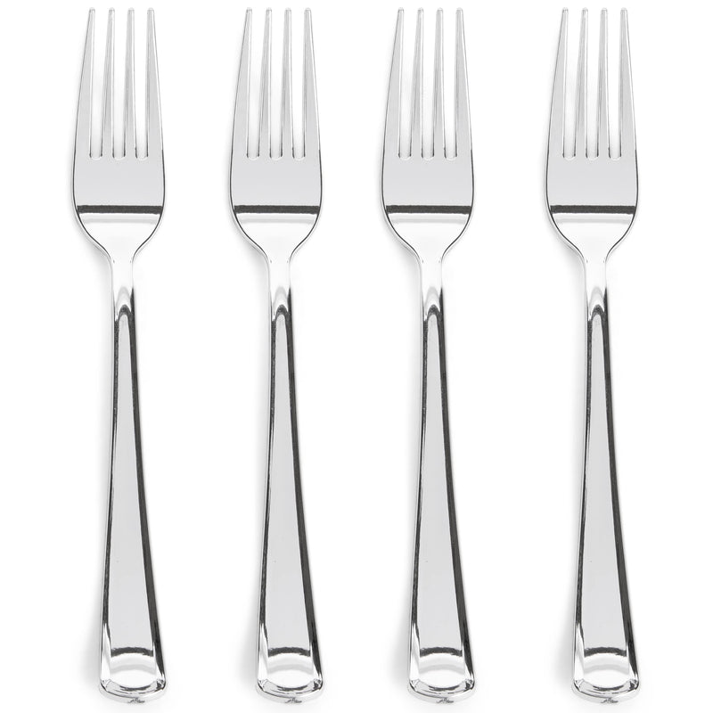 300 Silver Plastic Forks Heavy-Duty, Heavyweight Plastic Silverware Forks, Fancy