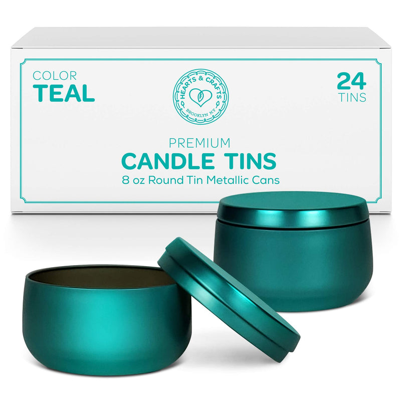 Teal Candle Tins 8 Oz With Lids - 24-Pack Of 8 Oz Candle Tins, Candle