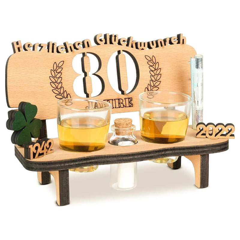 Shot Bench With Year For Birthday - Laurel Wreath With Number 80