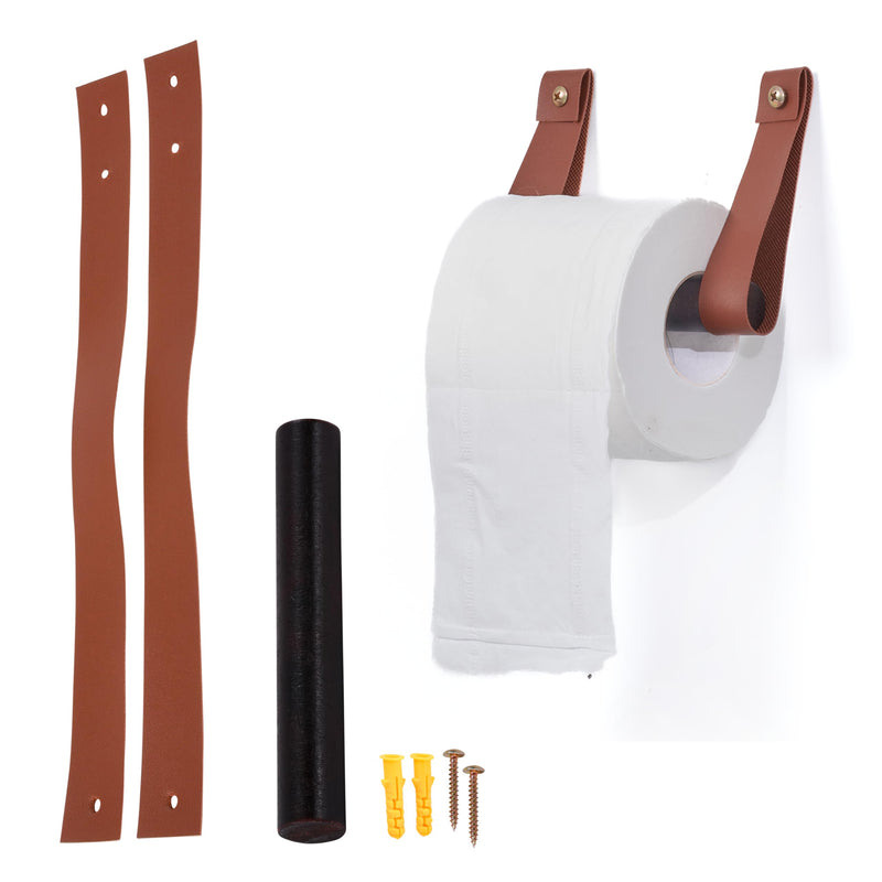 Leather Toilet Paper Holder, Brown, Elegant Design, Long-Lasting