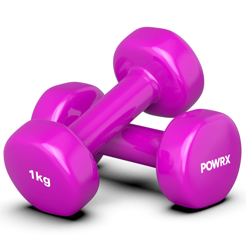 Vinyl Dumbbell Sets 05kg - 10kg  1lbs-22lbs Various Colors - Ideal Hand Weights