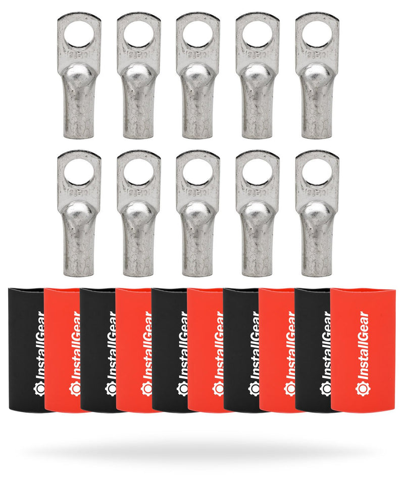 4 Gauge Awg Tinned Pure Copper Lugs Ring Terminals Connectors With Heat Shrink