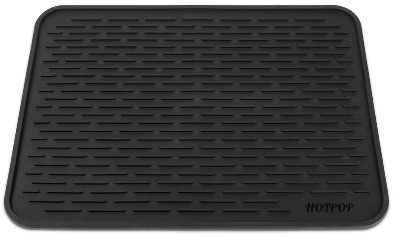 Xxl 24"X18" Large Black Dish Silicone Drying Mat & Trivet - Dishwasher Safe,