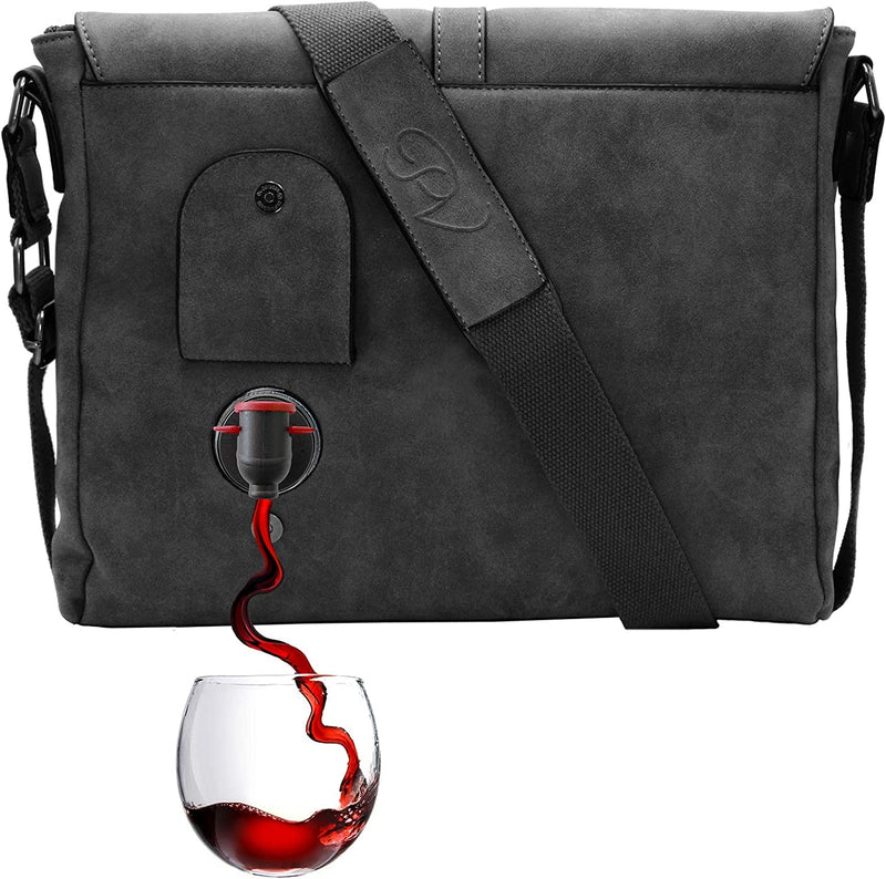 Messenger - Vegan Leather Wine Bag With Hidden Insulated Compartment