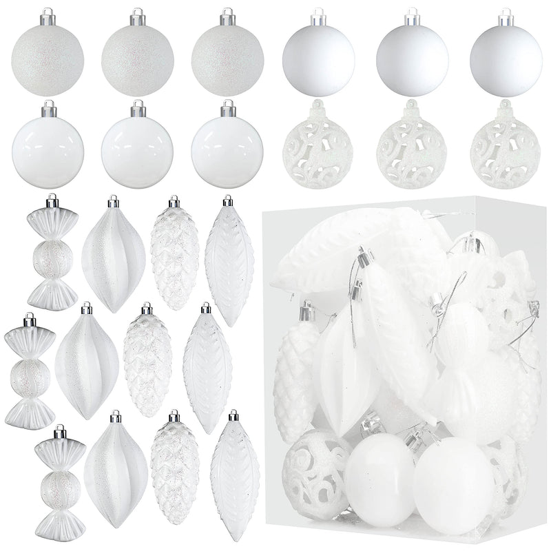 White Ornaments For Christmas Tree Decorations - Christmas Ball Ornaments - 24