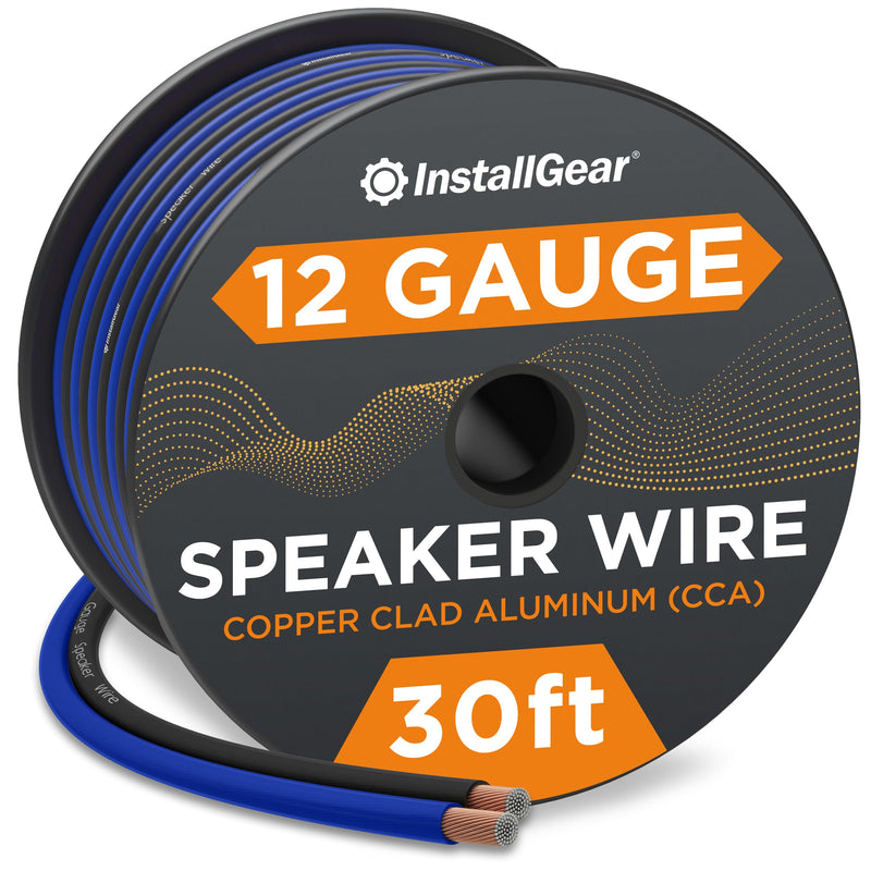 12 Gauge Speaker Wire Awg (30ft - Blue/Black) - Speaker Cable For Car Speakers