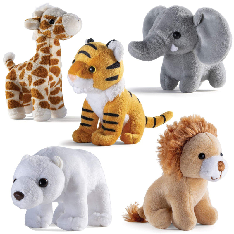 Safari Friends Stuffed Animal Gift Set - 5 Small Plush Stuffed Animals