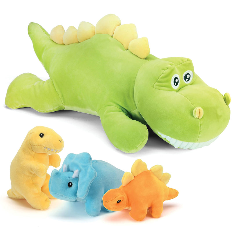 15" Stegosaurus Dinosaur Stuffed Animal Set With 3 Dino Plush Toys Inside, Large