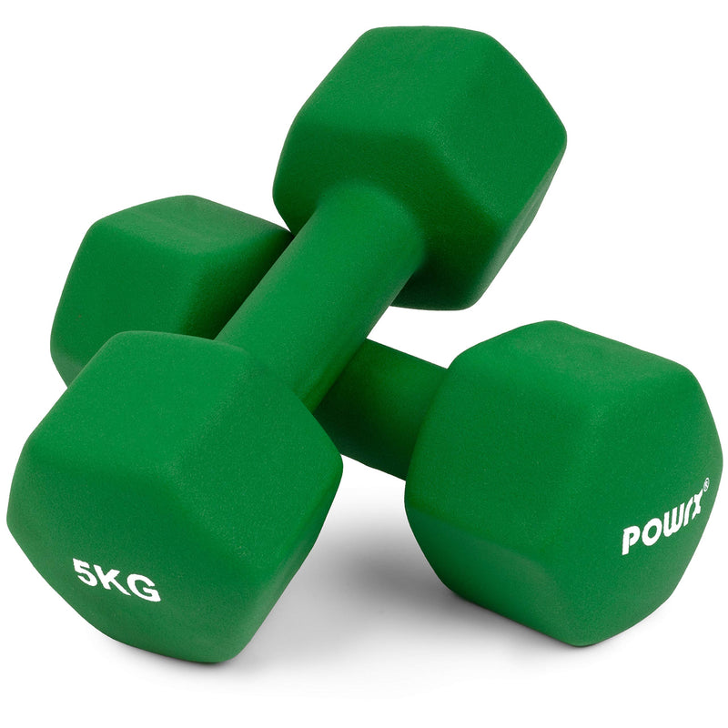 Hex Neoprene Dumbbells (Pair) Including Workout I 05 - 10 Kg I Weights