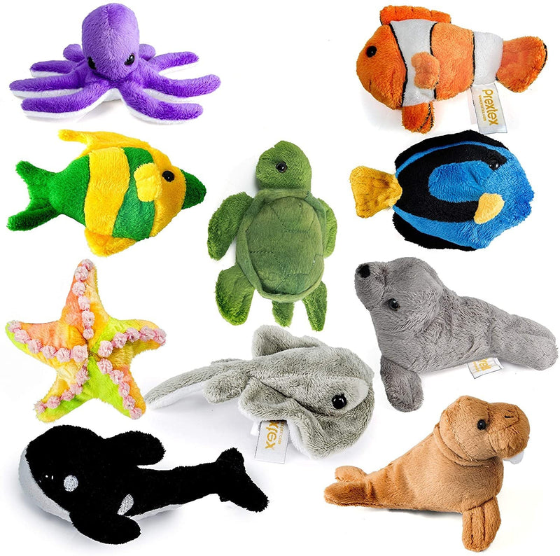 10 Piece Plush Soft Stuffed Sea Animals - Small Stuffed Animals Bulk - Playset