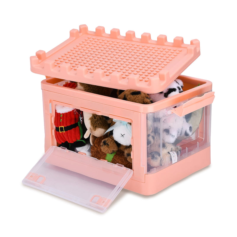 Foldable Pink Toy Storage, Sturdy & Odorless, Two Opening Ways