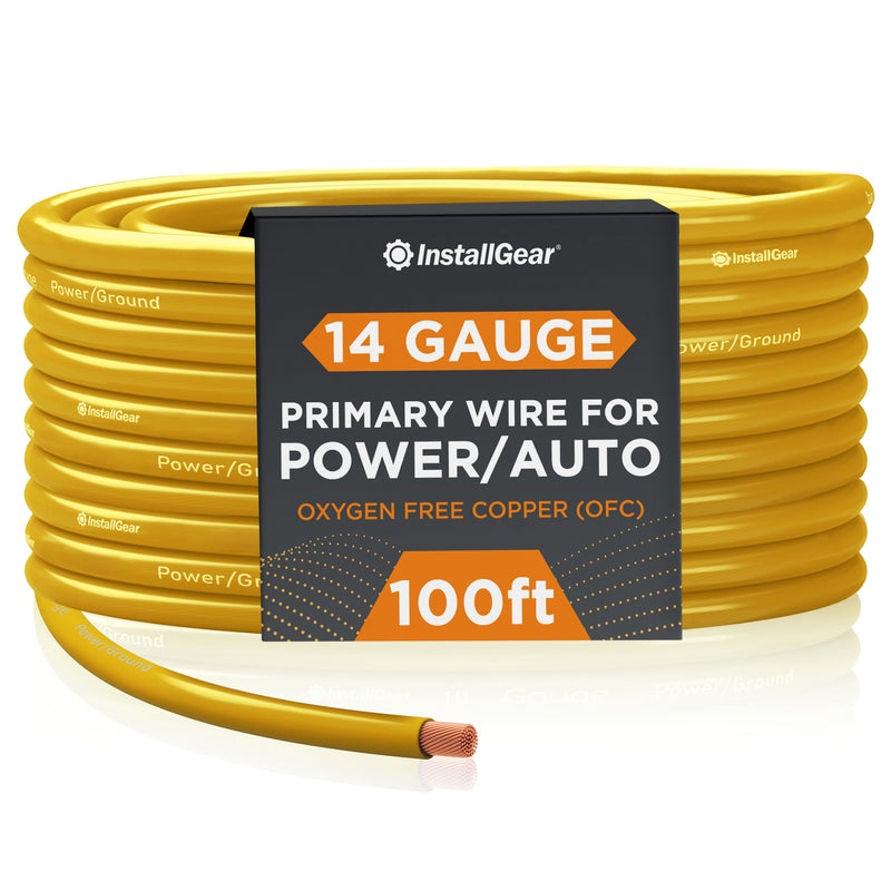 14 Gauge Ofc Primary Remote Wire, 100-Feet - Yellow  Speaker Cable For Car