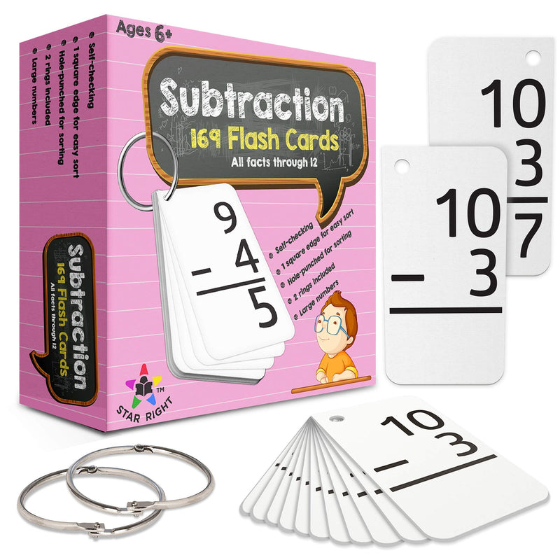 Education Subtraction Flash Cards, 0-12 (All Facts, 169 Cards) With 2