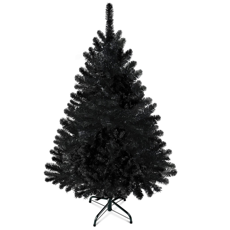 4 Feet Black Christmas Tree - 320 Tips Hinged Artificial Canadian Fir Full